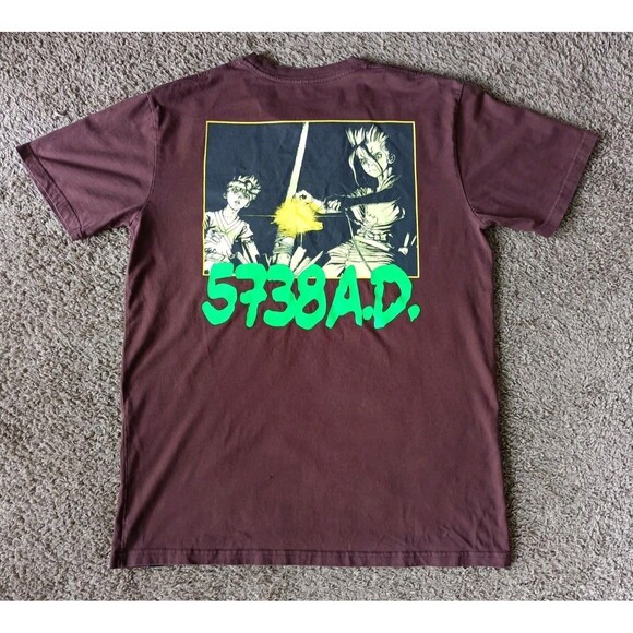 Dr. STONE Senku and Chrome A.D. T-Shirt Men's Large Burgundy Short Sleeve - Picture 1 of 7